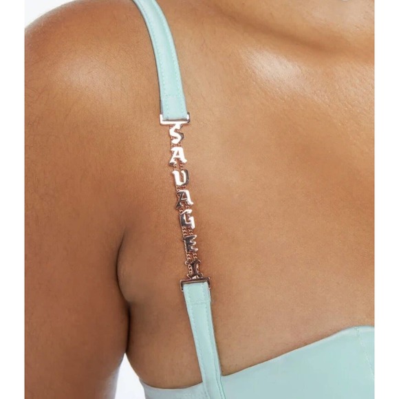 SAVAGE X FENTY CYBER CAT LONG ROBE Sharp Blue Panty Bra 3 PC SET LOT XL / 1X - Picture 4 of 12